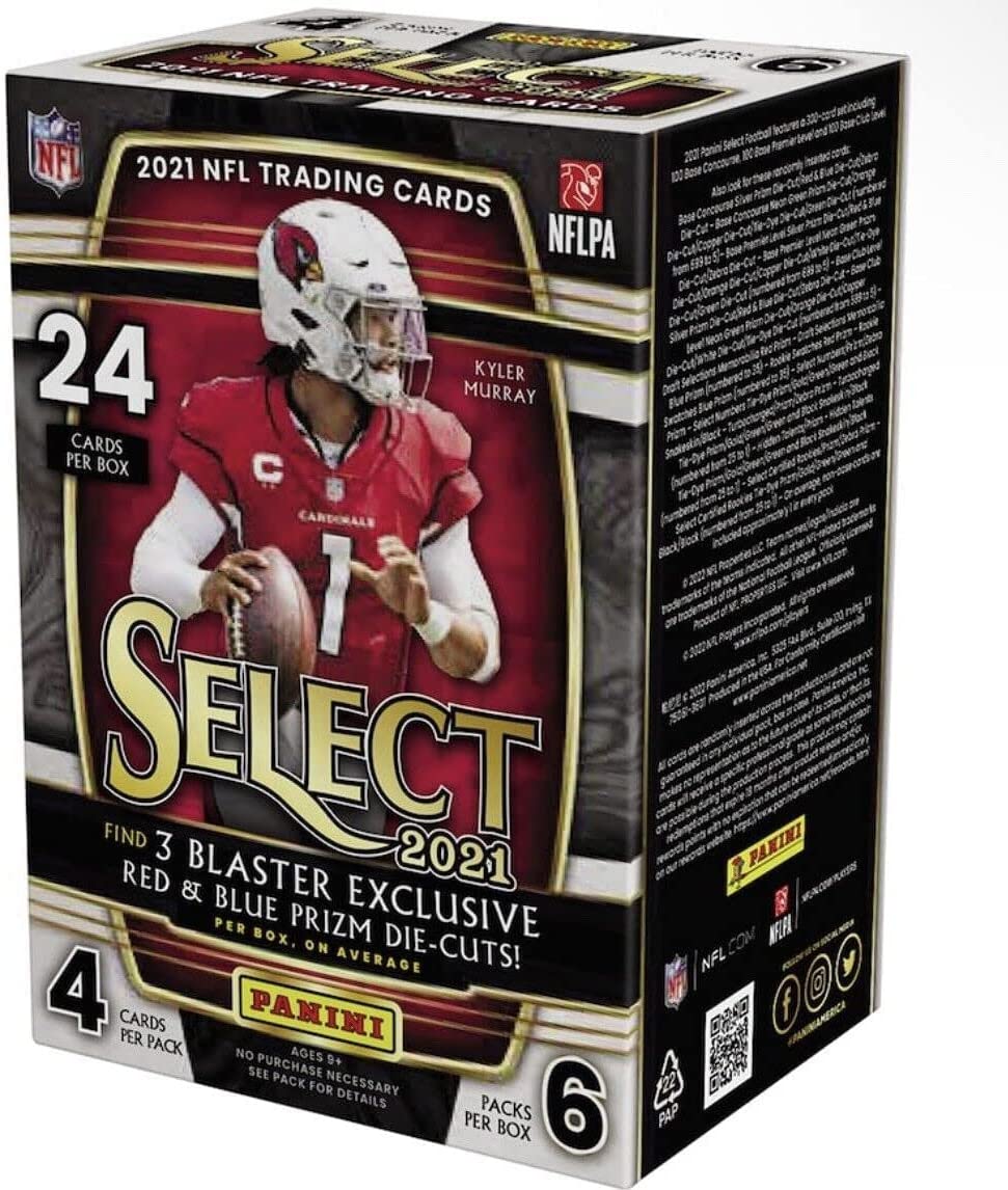 2021 Panini Select Football NFL Blaster Box - 24 Trading Cards - Exclusive Red & Blue Prizm Die-Cuts